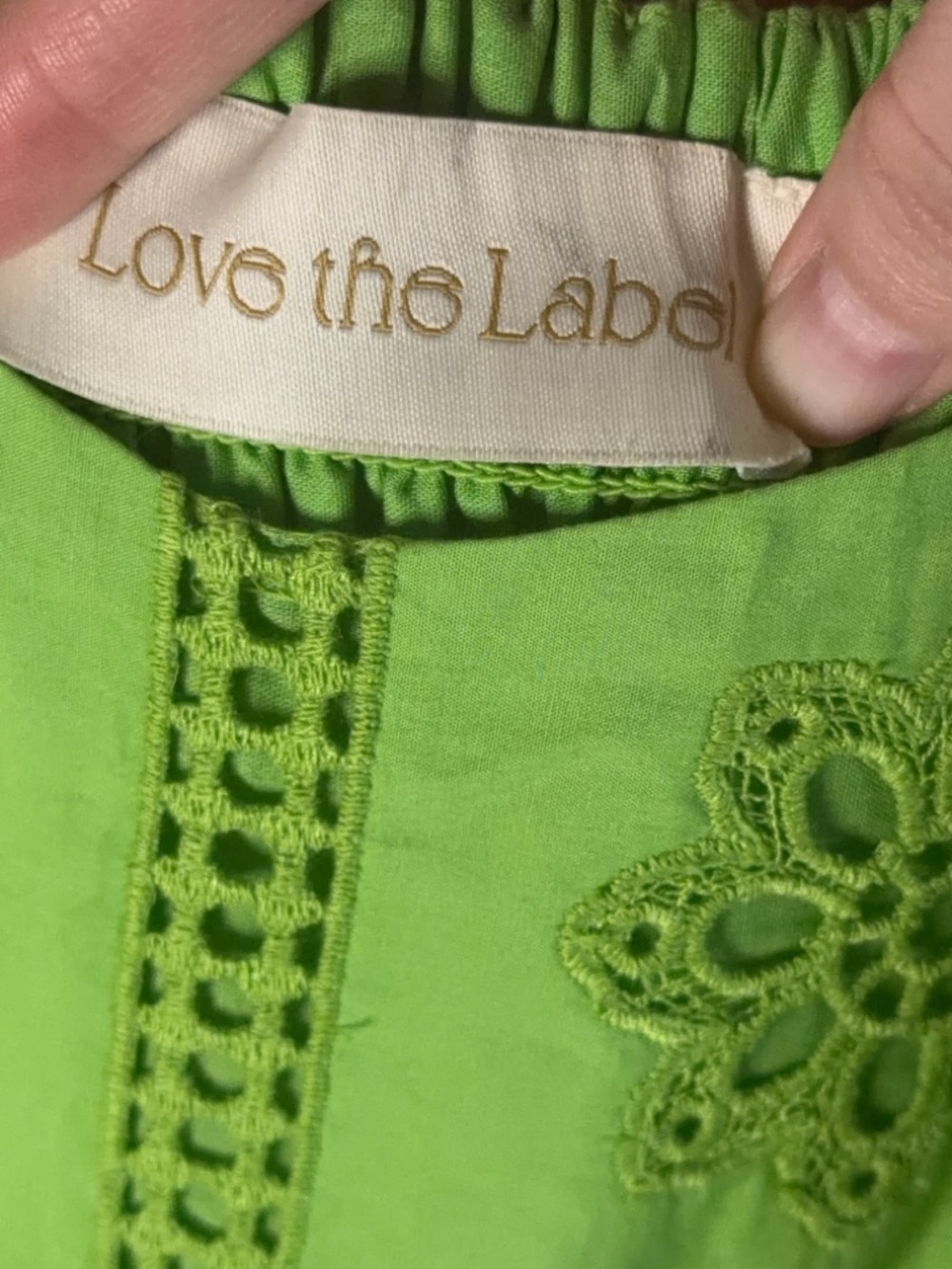 Bright Lime Eyelet Midi Dress with Spaghetti Straps —#128 - Picture 5 of 6